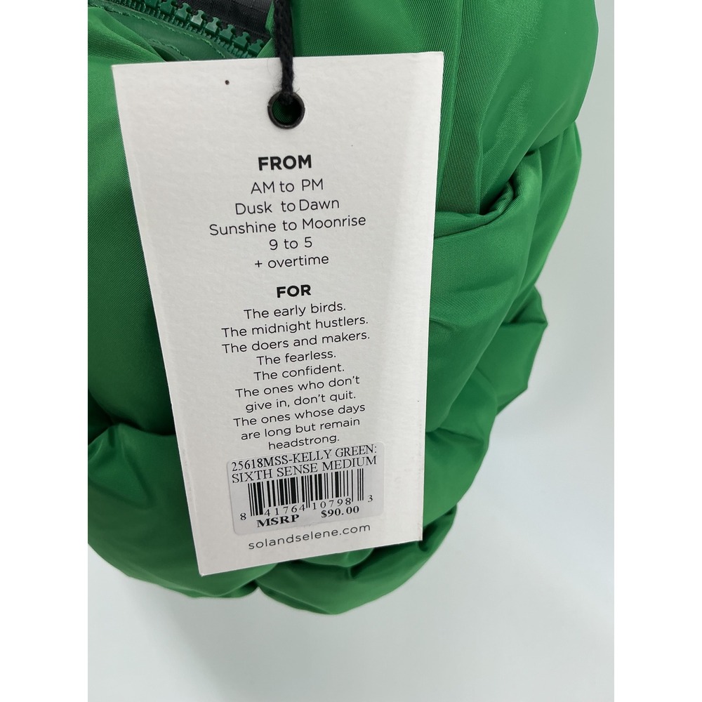 Sol and Selene Sixth Sense Medium Kelly Green Quilted Puffer Bag Braided Handle - Picture 5 of 5
